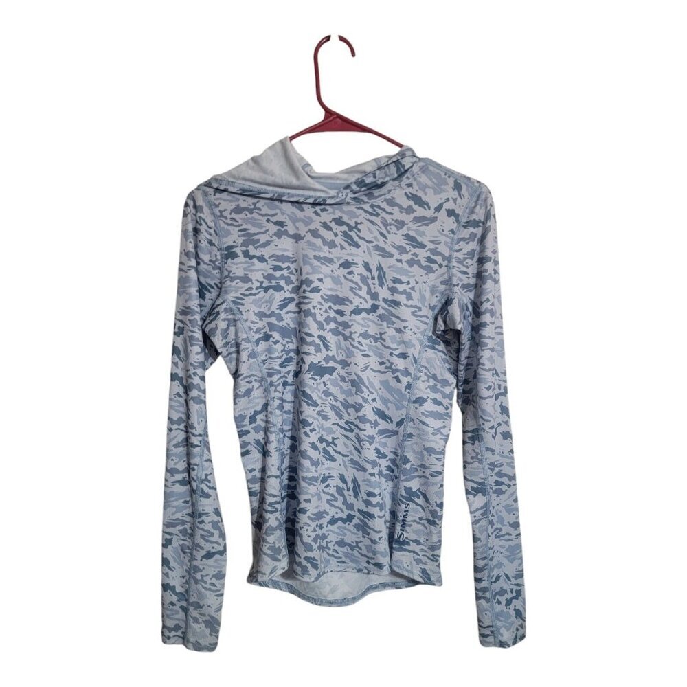 Simms Shirt Women XS Multi Solar Hoody Ghost Camo Fishing Athleisure Sportswear